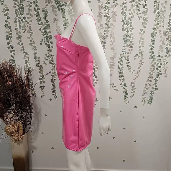 NWOT Naked Wardrobe Pink Vinyl Mini Dress Sz XL - Picture 6 of 10